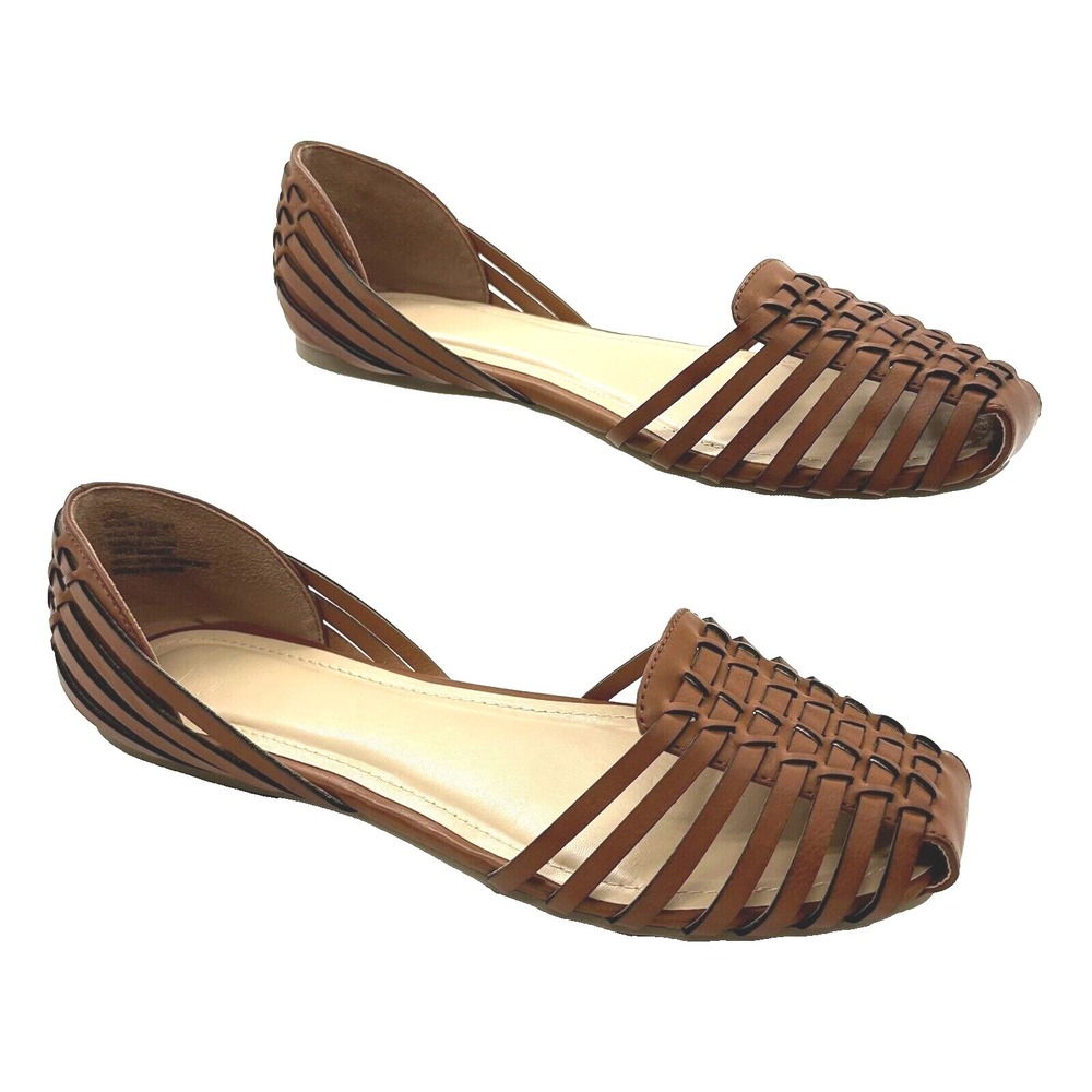 Just Fab Lucita Women's Woven Flats Cognac Brown Shoes - Size US 8